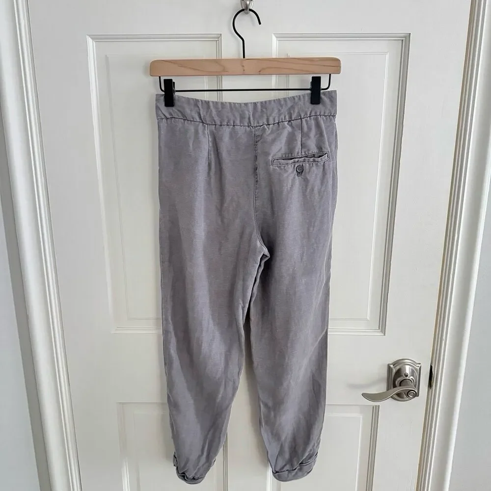 Aritzia Wilfred Allant Cropped Linen Pant in Ashen Grey Size 00
